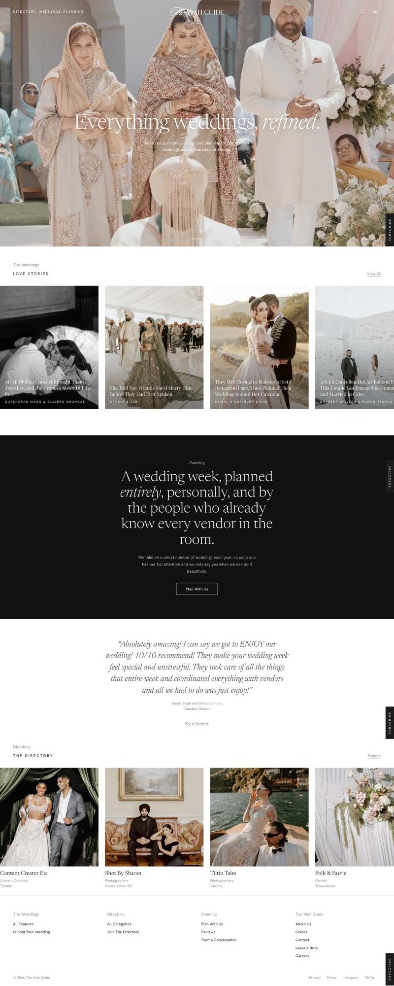 The Viah Guide website, desktop